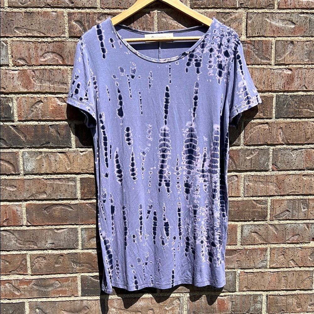 The Impeccable Pig Purple Tie-Dye Short Sleeve T-Shirt Dress Medium Boho Summer